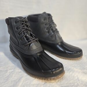 Tommy Hilfiger Black and Brown Men's Rain Boots